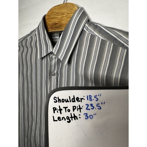 BOSS Hugo Boss Regular Fit Gray Striped Button Up Shirt Men’s Size Large - Picture 7 of 7